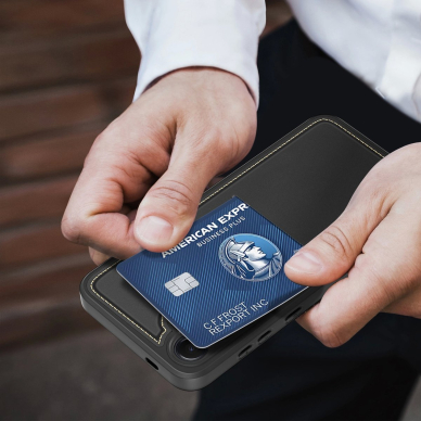 Dux Ducis Rafi II Dėklas skirtas Samsung Galaxy S25 su stoveliu and Piniginės tipo - Juodas 9