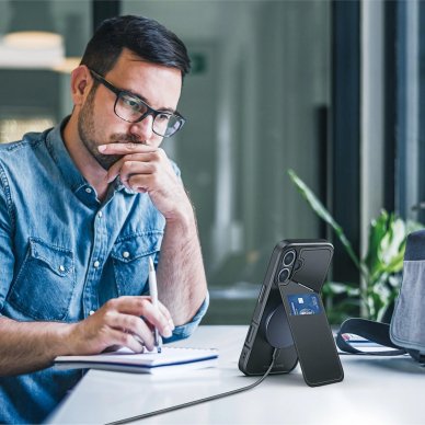 Dux Ducis Rafi II Mag Dėklas with MagSafe skirtas iPhone 16 - Juodas 6