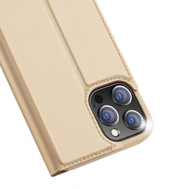 Atverčiamas dėklas Dux Ducis Skin Pro iPhone 13 Pro Auksinis 2