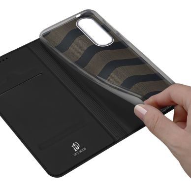 Samsung Galaxy S25 Edge – Dux Ducis Skin Pro dėklas su atvartu ir kortelių skyriumi - Juodas 7