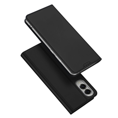 Samsung Galaxy S25 Edge – Dux Ducis Skin Pro dėklas su atvartu ir kortelių skyriumi - Juodas