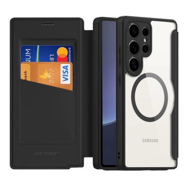 Samsung Galaxy S25 Ultra Dux Ducis Skin X Pro dėklas su MagSafe ir pinigine - juodas