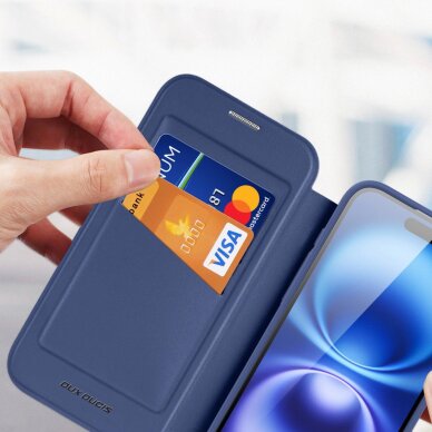 iPhone 17 Air dėklas Dux Ducis Skin X Pro, su MagSafe ir pinigine – mėlynas 6