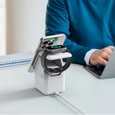 Duzzona W20 15W 4in1 indukcinis įkroviklis iPhone / AirPods / Apple Watch su naktiniu apšvietimu – baltas 12