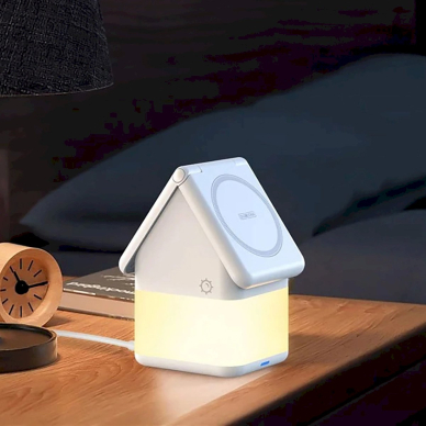 Duzzona W20 15W 4in1 indukcinis įkroviklis iPhone / AirPods / Apple Watch su naktiniu apšvietimu – baltas 9