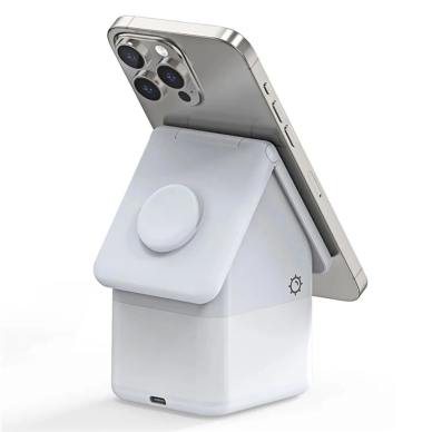 Duzzona W20 15W 4in1 indukcinis įkroviklis iPhone / AirPods / Apple Watch su naktiniu apšvietimu – baltas
