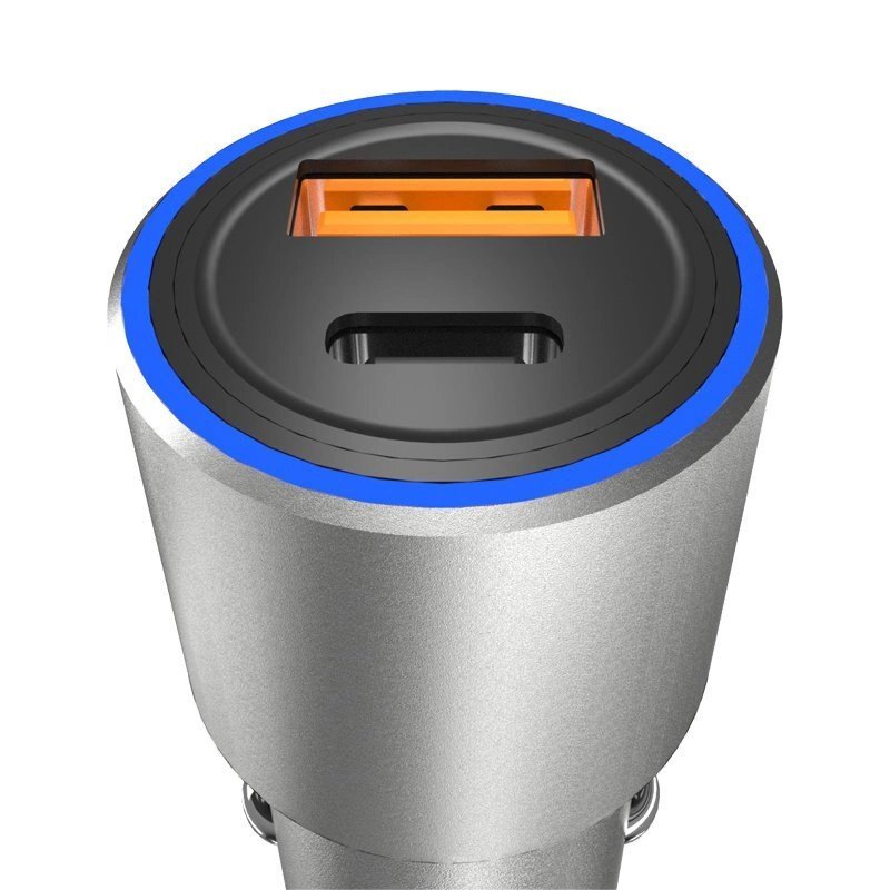 Automobilinis įkroviklis Dudao R4PQ USB / USB-C Power Delivery Quick Charge 22.5 W – pilkas 1