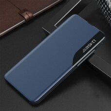 Atverčiamas dėklas Eco Leather View Case elegant Huawei P Smart 2021 tamsiai mėlynas
