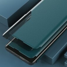 Atverčiamas dėklas Eco Leather View Case elegant  Xiaomi Redmi Note 9T 5G Tamsiai mėlynas