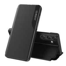 Samsung Galaxy S25 Edge – Eco Leather View dėklas su atvartu ir stovu - Juodas