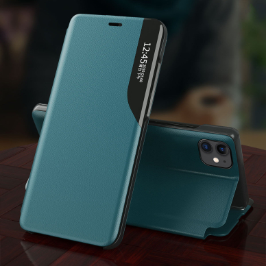 Atverčiamas dėklas Eco Leather View iPhone 13 mini tamsiai žalias 3