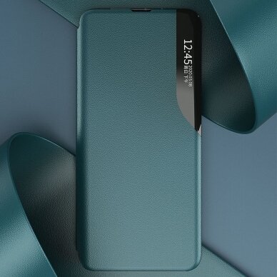 Atverčiamas dėklas Eco Leather View Case elegant Samsung Galaxy A02s Juodas 7