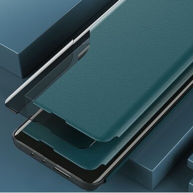 Atverčiamas dėklas Eco Leather View Case elegant Samsung Galaxy A02s Mėlynas 11