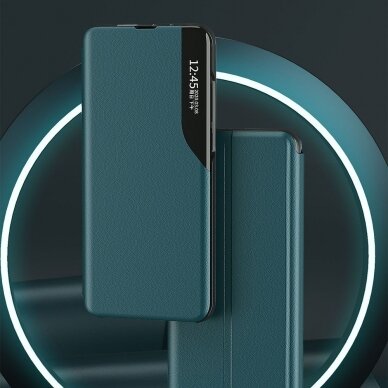 Atverčiamas dėklas Eco Leather View Case elegant Samsung Galaxy A02s Mėlynas 3