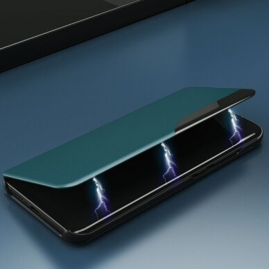 Atverčiamas dėklas Eco Leather View Case elegant Samsung Galaxy A02s Mėlynas 4