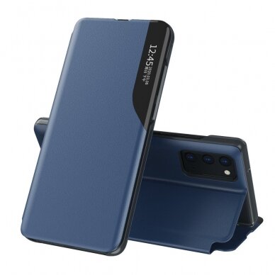 Atverčiamas dėklas Eco Leather View Case elegant Samsung Galaxy A02s Mėlynas