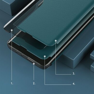 Atverčiamas Dėklas Eco Leather View Case elegant Samsung Galaxy A22 4G Žalias 2