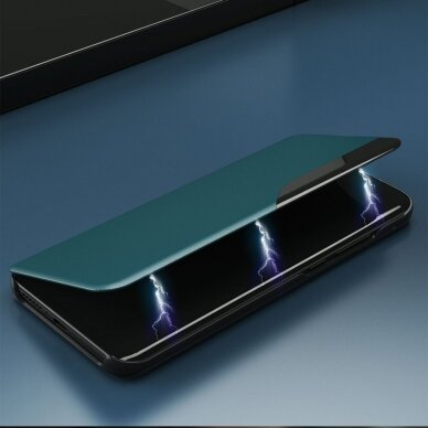 Atverčiamas Dėklas Eco Leather View Case elegant Samsung Galaxy A22 4G Žalias 7