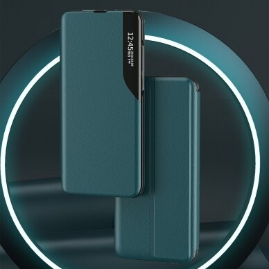 Atverčiamas Dėklas Eco Leather View Case elegant Samsung Galaxy A22 4G Žalias 8