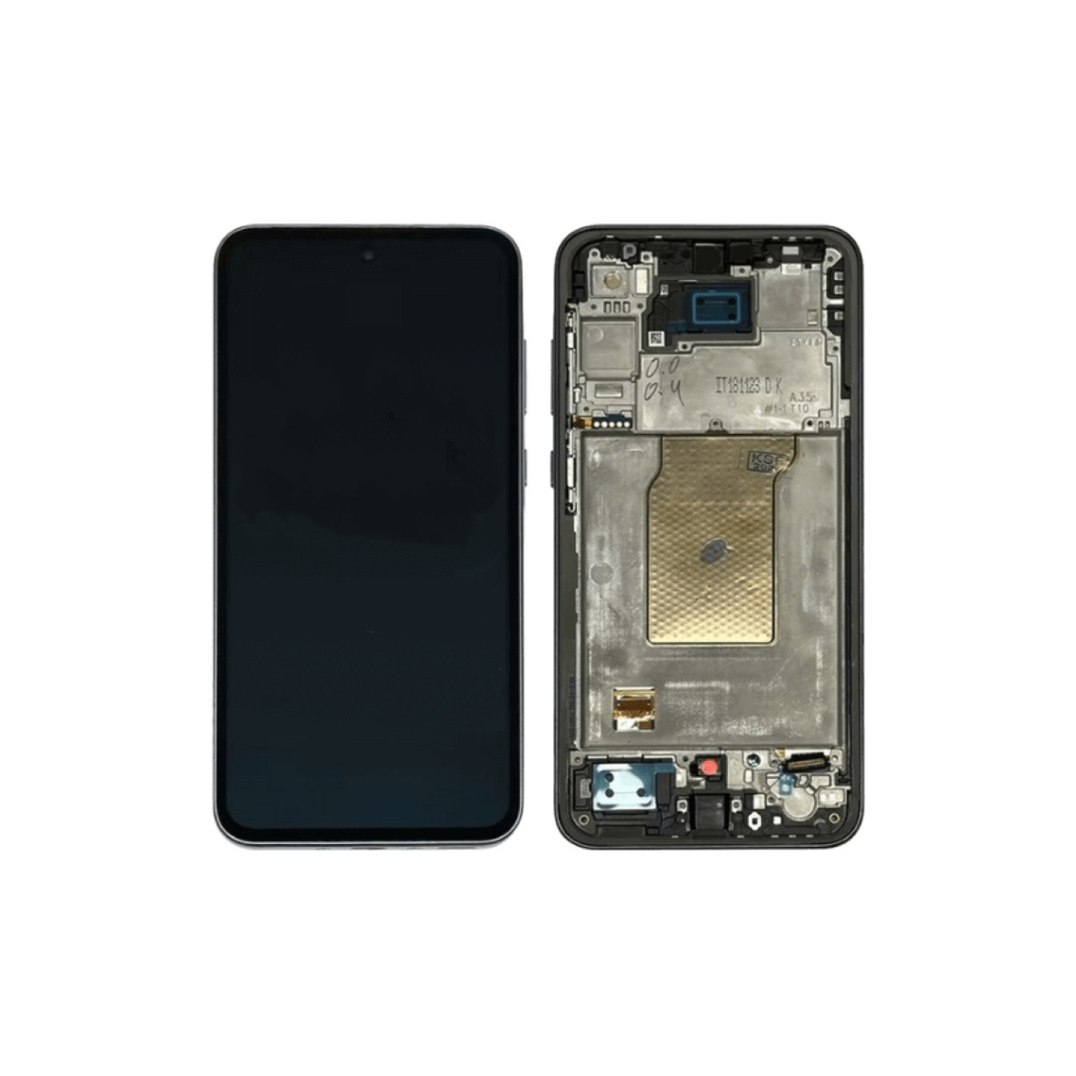 Ekranas Samsung A356 A35 5G su lietimui jautriu stikliuku ir rėmeliu Black OLED (real size) Ekranas Samsung A356 A35 5G su lietimui jautriu stikliuku ir rėmeliu Black OLED (real size)