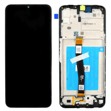 Ekranas Samsung A226 A22 5G su lietimui jautriu stikliuku ir rėmeliu Black ORG