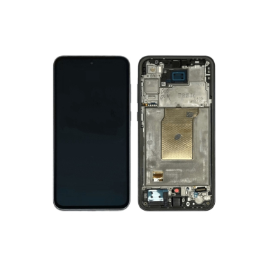 Ekranas Samsung A356 A35 5G su lietimui jautriu stikliuku ir rėmeliu Black OLED (real size)
