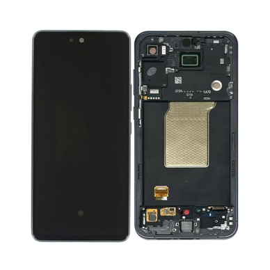 Ekranas Samsung A556 A55 5G su lietimui jautriu stikliuku ir rėmeliu originalus Awesome Navy (service pack)