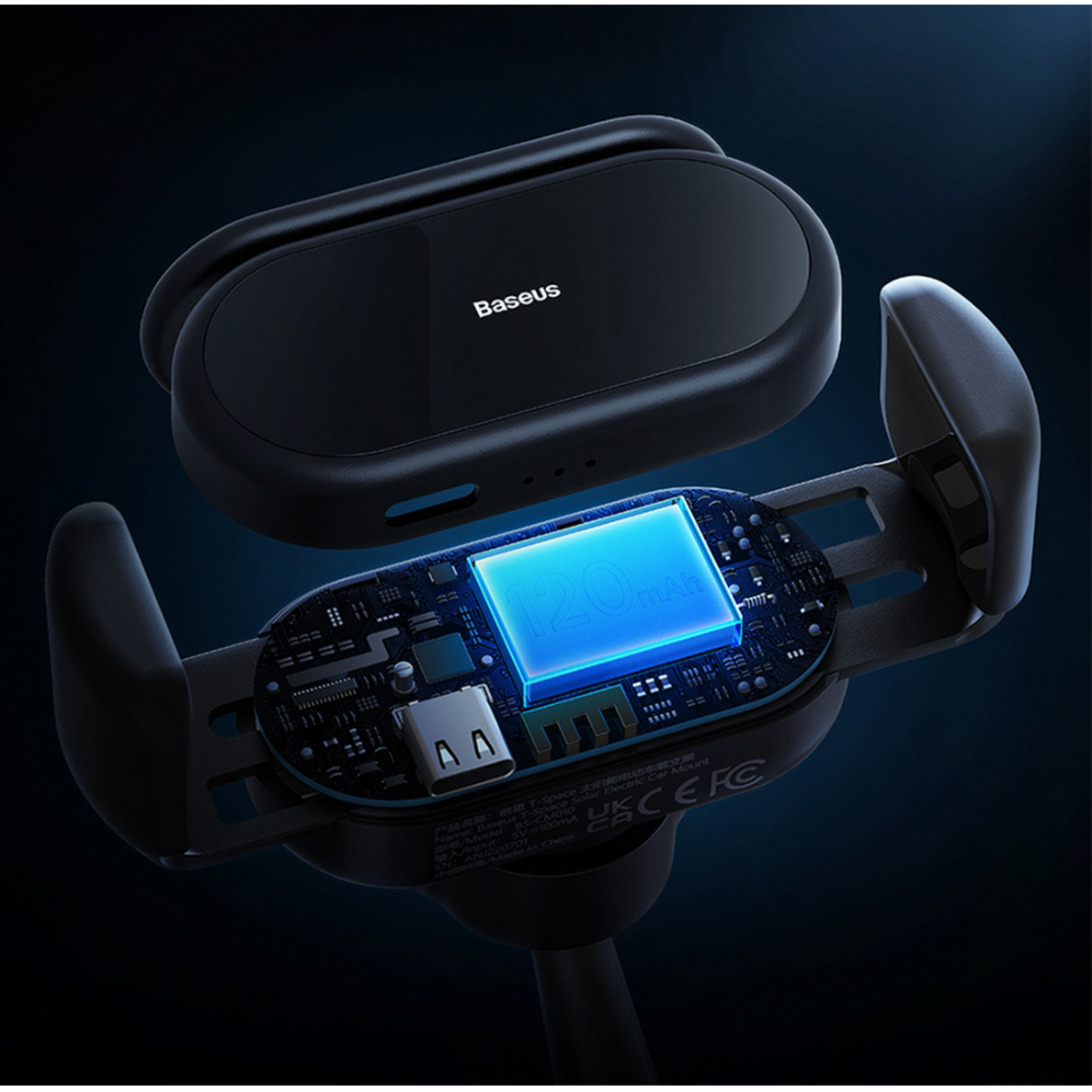 Laikiklis su saulės baterijomis Baseus T-Space - Juodas 13 Laikiklis su saulės baterijomis Baseus T-Space - Juodas 13