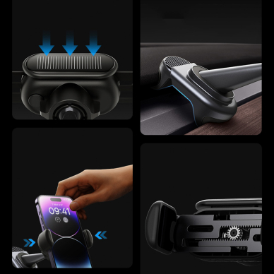 Laikiklis su saulės baterijomis Baseus T-Space - Juodas 2 Laikiklis su saulės baterijomis Baseus T-Space - Juodas 2