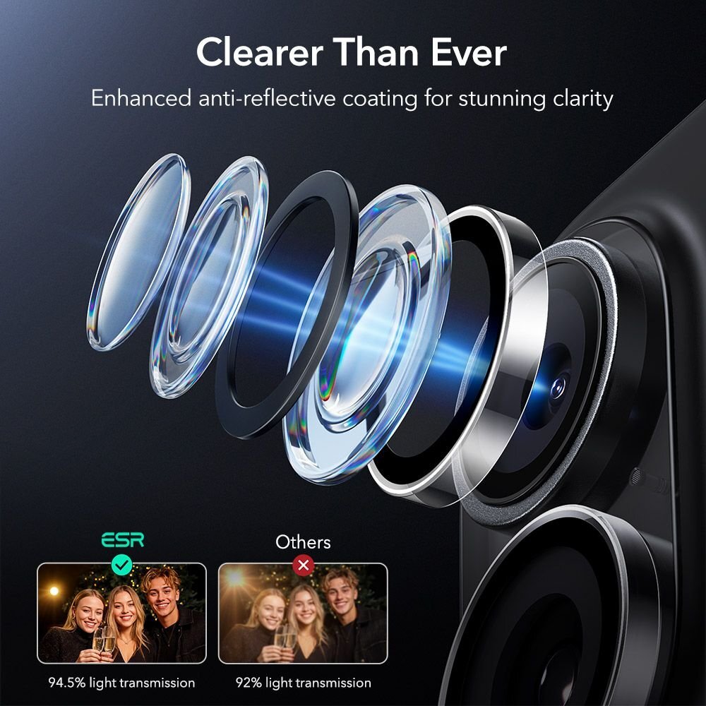 iPhone 16 / 16 Plus / 17 ESR Armorite kameros dangtelis – skaidrus 5