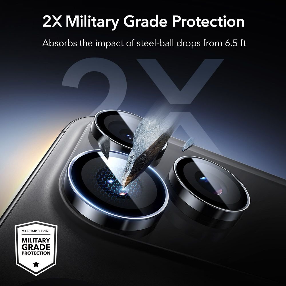 iPhone 14 Pro / Pro Max / 15 Pro / Pro Max / 16 Pro / Pro Max / 17 Pro / Pro Max ESR Armorite kameros apsauga – juoda 4