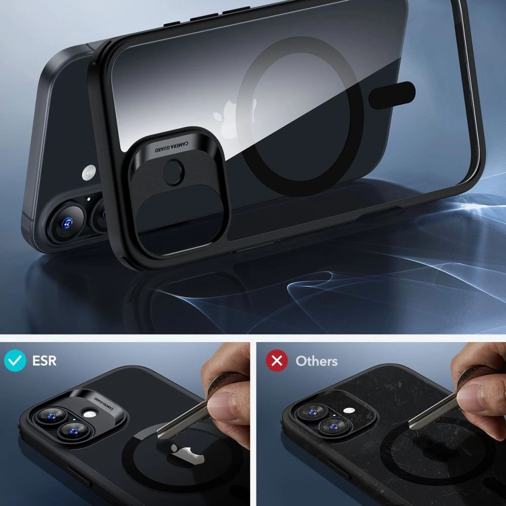 Dėklas ESR Classic Hybrid Halolock MagSafe + Apsauginis stiklas iPhone 16 - juodais kraštais 4 Dėklas ESR Classic Hybrid Halolock MagSafe + Apsauginis stiklas iPhone 16 - juodais kraštais 4