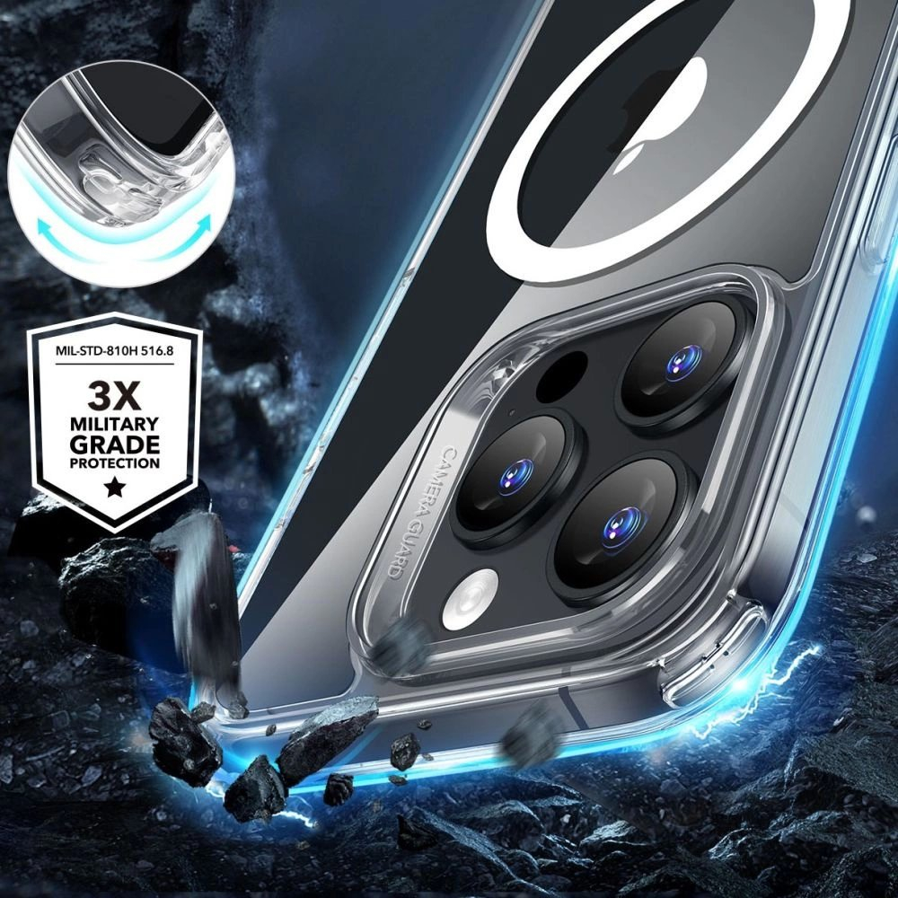 ESR Classic Hybrid Halolock Magsafe Dėklas + Apsauginis stiklas iPhone 16 Pro Max - Skaidrus 1