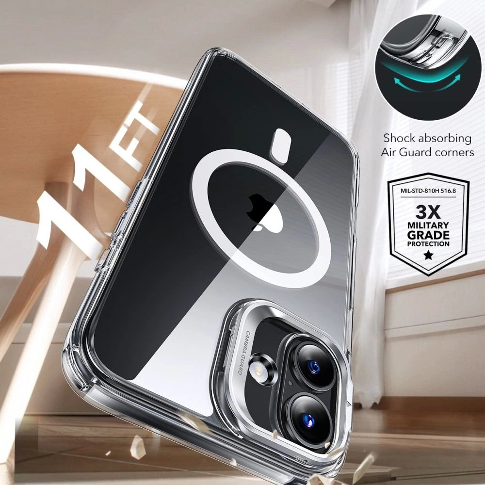 Dėklas ESR Hybrid Halolock MagSafe + Apsauginis stiklas iPhone 16 PLUS - Skaidrus 2 Dėklas ESR Hybrid Halolock MagSafe + Apsauginis stiklas iPhone 16 PLUS - Skaidrus 2