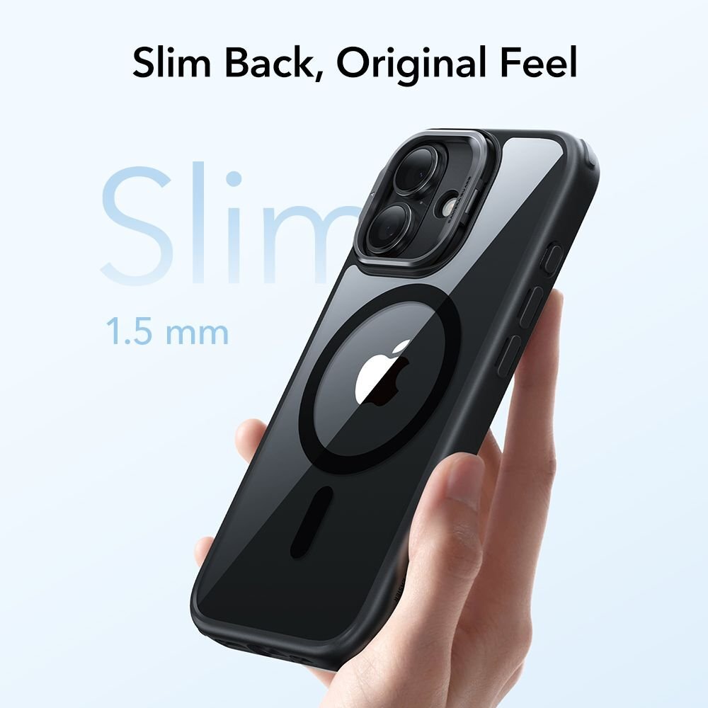 iPhone 17 dėklas ESR Classic Hybrid Kickstand su MagSafe – skaidrus juodas 4