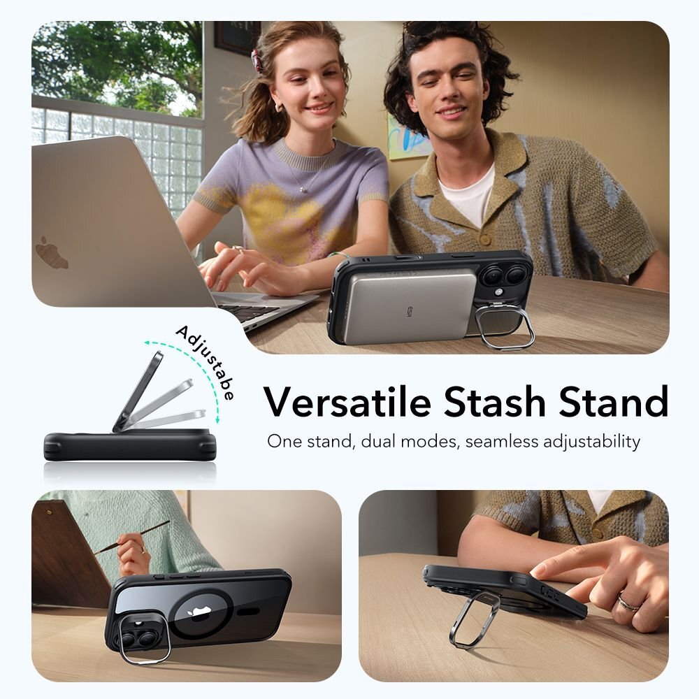 iPhone 17 dėklas ESR Classic Hybrid Kickstand su MagSafe – skaidrus juodas 6 iPhone 17 dėklas ESR Classic Hybrid Kickstand su MagSafe – skaidrus juodas 6