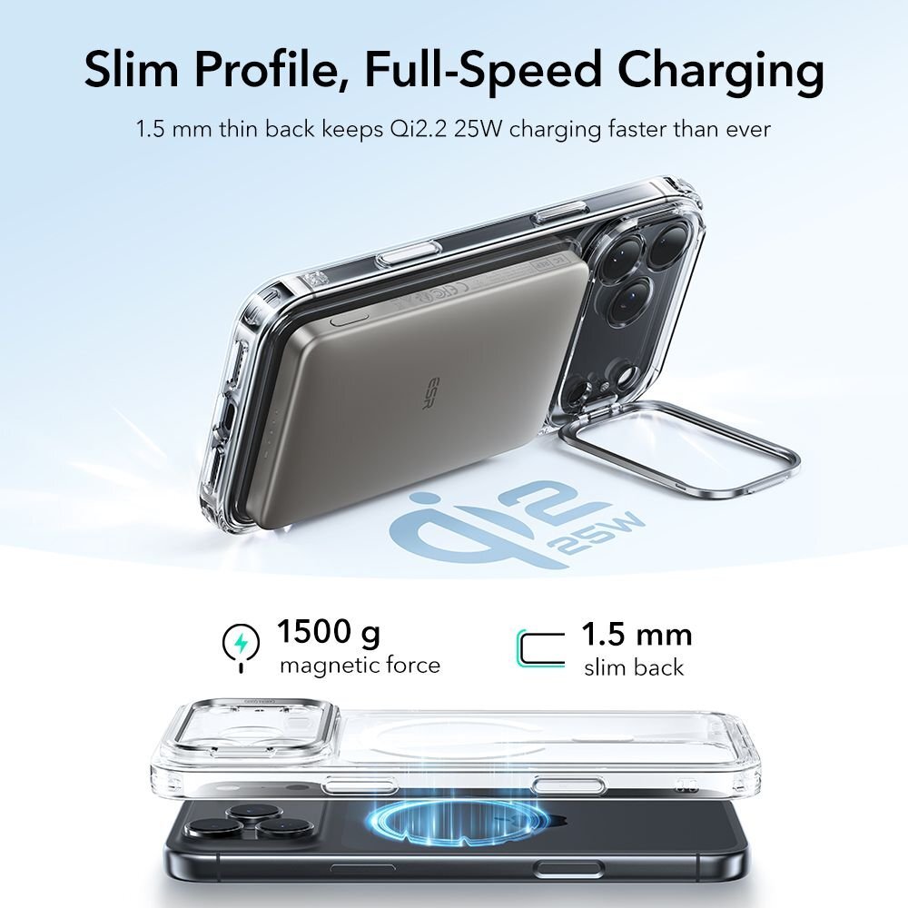 iPhone 17 Pro ESR Classic Hybrid Kickstand MagSafe dėklas – skaidrus 3 iPhone 17 Pro ESR Classic Hybrid Kickstand MagSafe dėklas – skaidrus 3