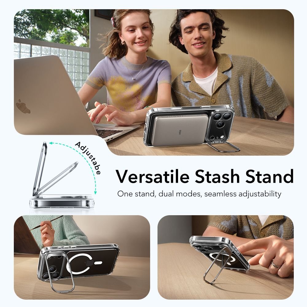 iPhone 17 Pro Max ESR Classic Hybrid Kickstand MagSafe dėklas – skaidrus 6 iPhone 17 Pro Max ESR Classic Hybrid Kickstand MagSafe dėklas – skaidrus 6