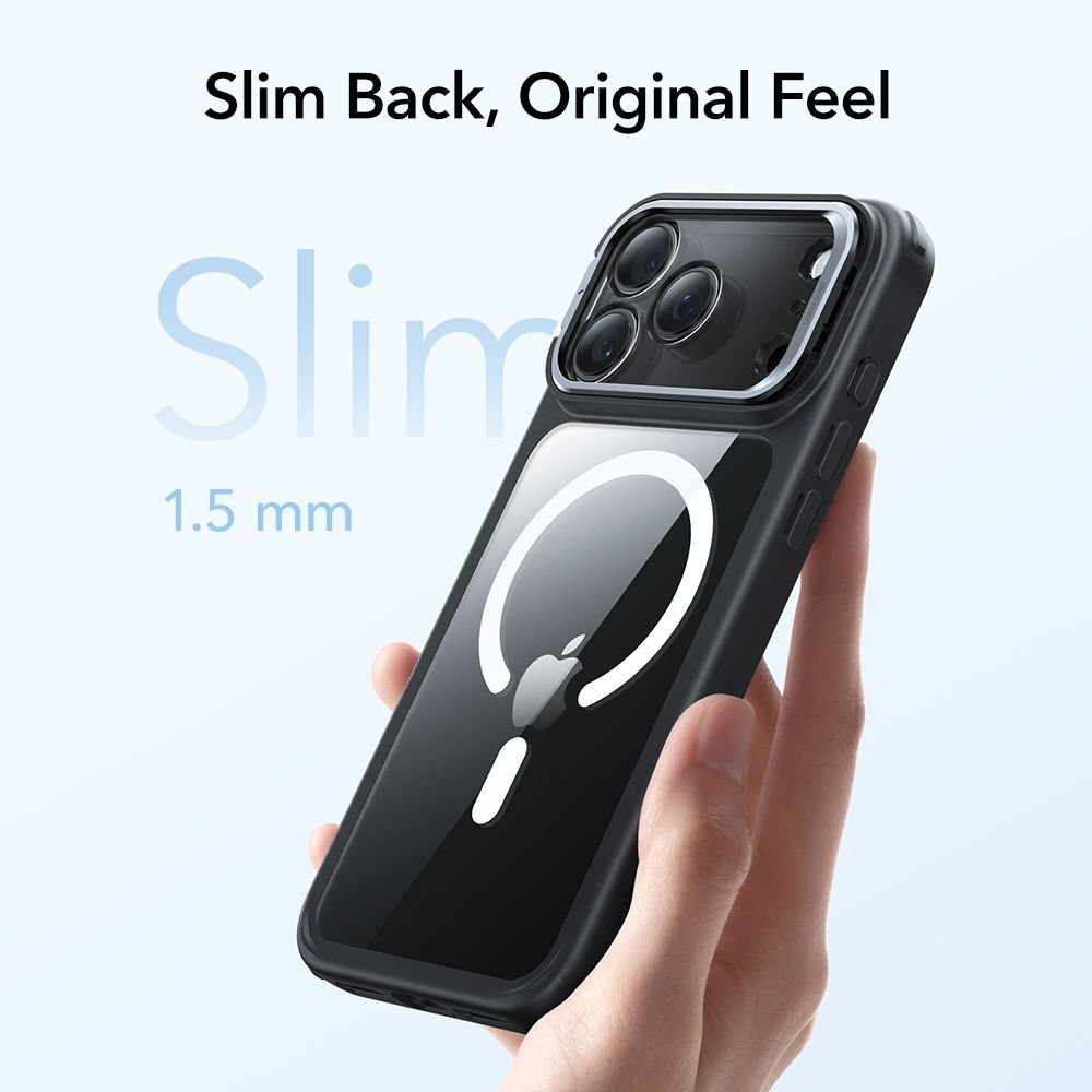 iPhone 17 Pro Max dėklas ESR Classic Hybrid Kickstand, MagSafe – skaidrus juodas 4