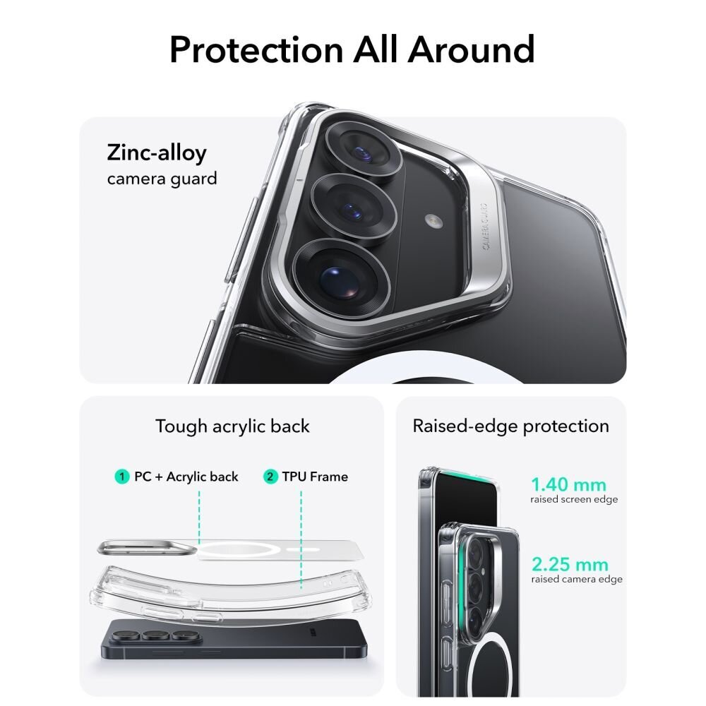 Samsung Galaxy S26+ ESR Classic Hybrid Kickstand MagSafe dėklas – skaidrus 1