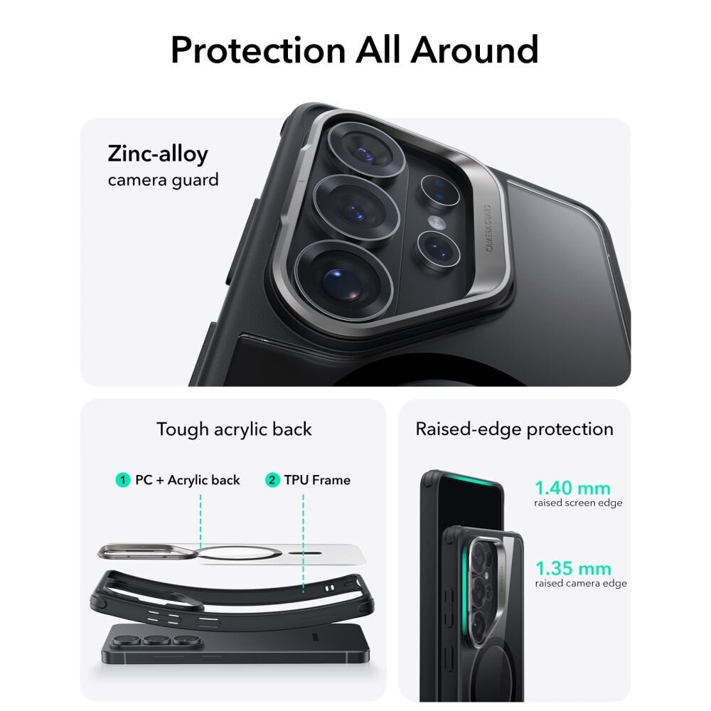 Samsung Galaxy S26 Ultra ESR Classic Hybrid Kickstand MagSafe dėklas – skaidrus juodas 1 Samsung Galaxy S26 Ultra ESR Classic Hybrid Kickstand MagSafe dėklas – skaidrus juodas 1