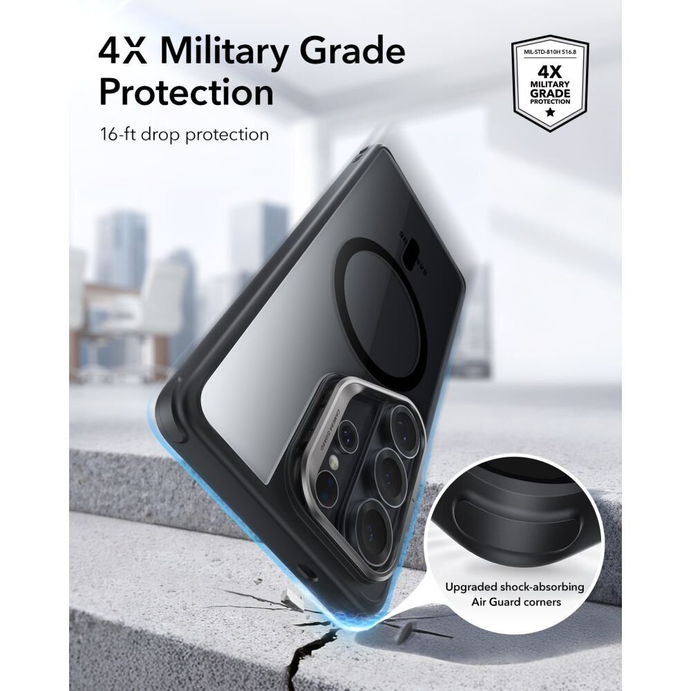 Samsung Galaxy S26 Ultra ESR Classic Hybrid Kickstand MagSafe dėklas – skaidrus juodas 4