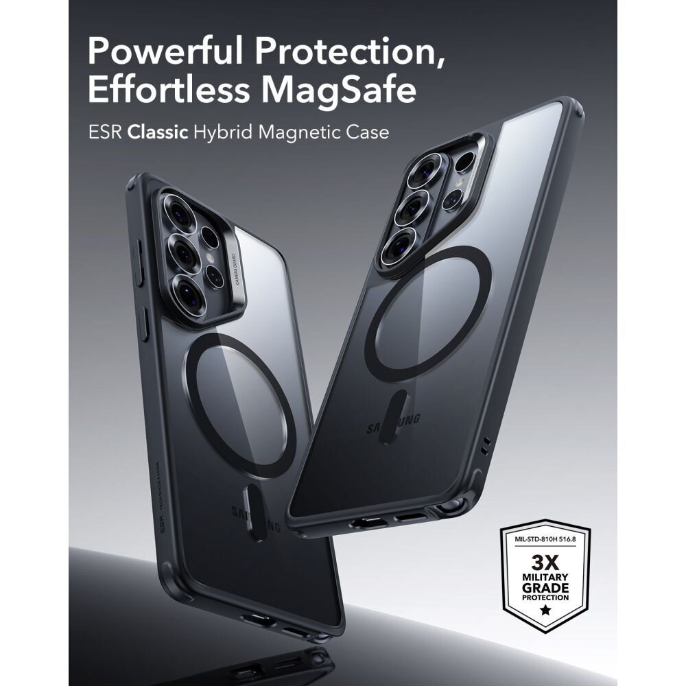 Samsung Galaxy S26 Ultra ESR Classic Hybrid MagSafe dėklas – juodas skaidrus 5