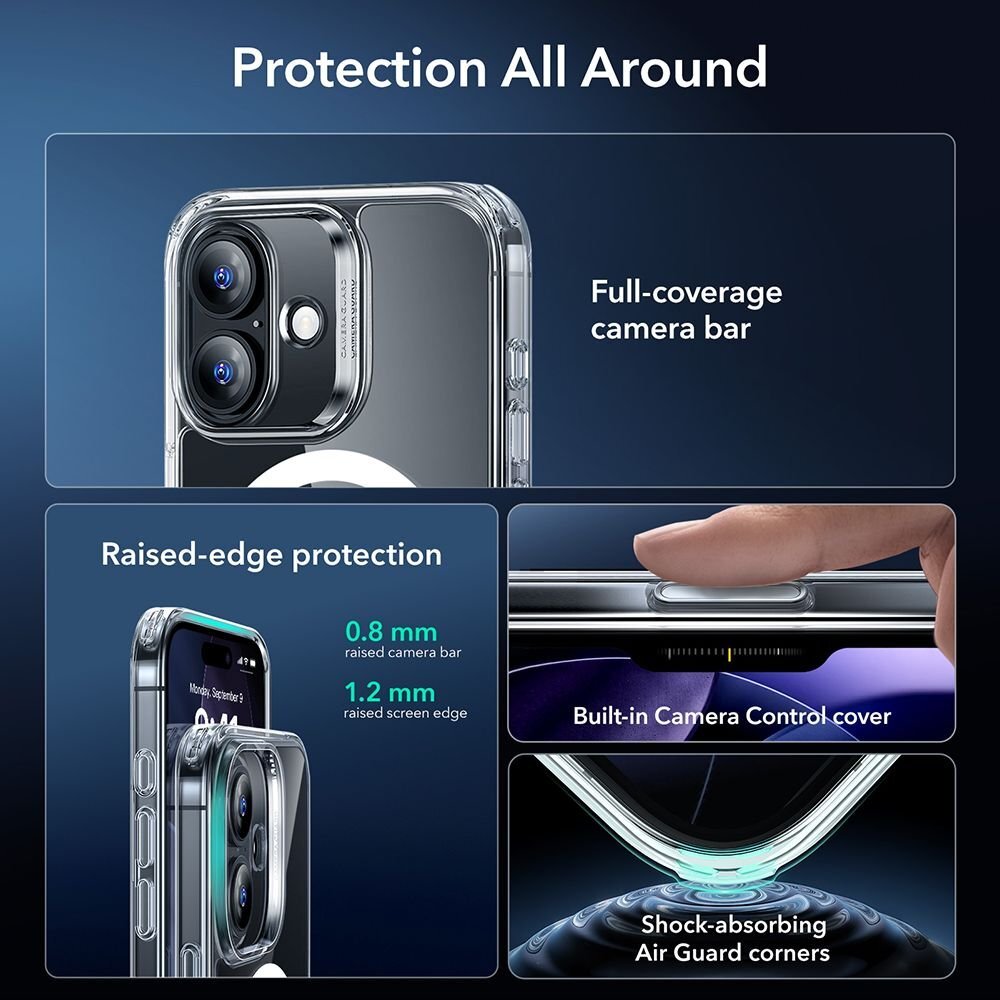 iPhone 17 ESR Classic Hybrid MagSafe + grūdinto stiklo rinkinys – skaidrus 2