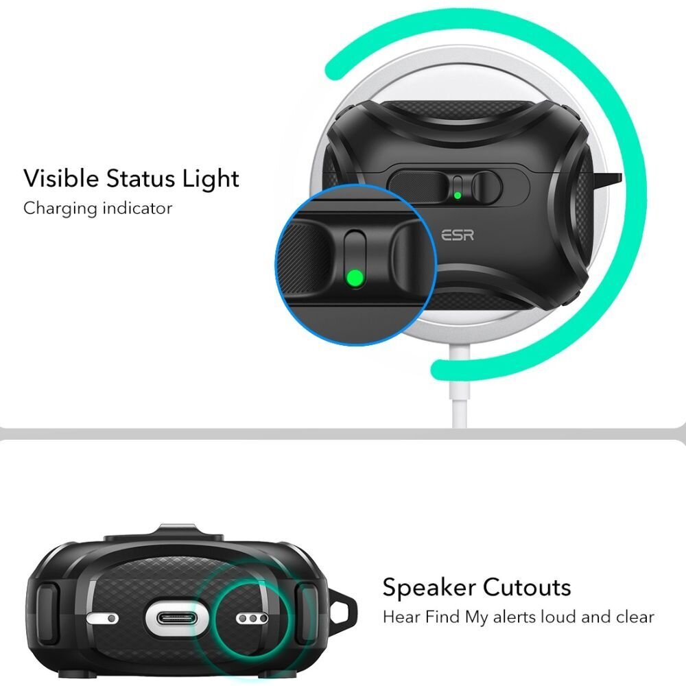 AirPods Pro 3 ESR Cyber FlickLock MagSafe dėklas – juodas 1