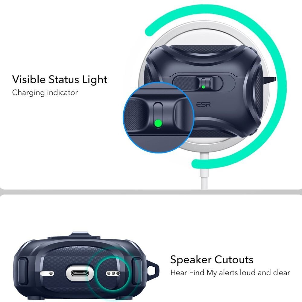 AirPods Pro 3 ESR Cyber FlickLock MagSafe dėklas – tamsiai mėlynas 1 AirPods Pro 3 ESR Cyber FlickLock MagSafe dėklas – tamsiai mėlynas 1