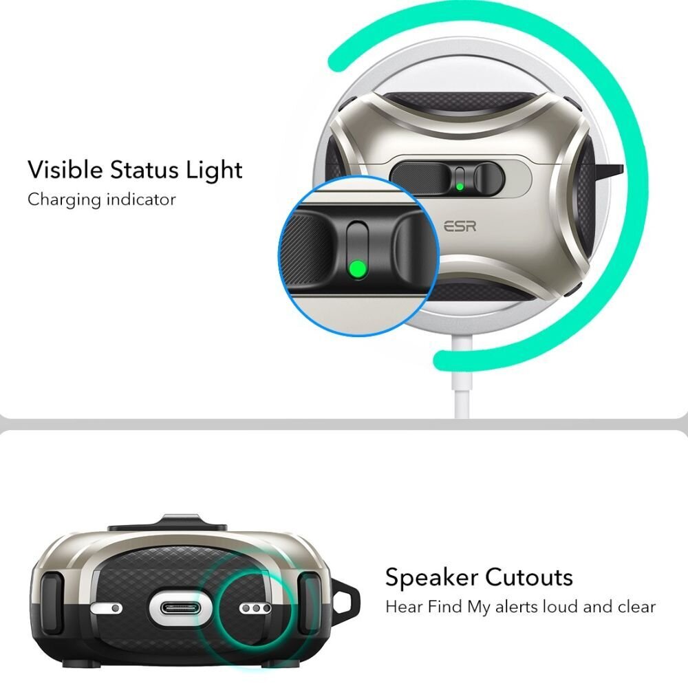 AirPods Pro 3 ESR Cyber FlickLock MagSafe dėklas – sidabrinis 1 AirPods Pro 3 ESR Cyber FlickLock MagSafe dėklas – sidabrinis 1