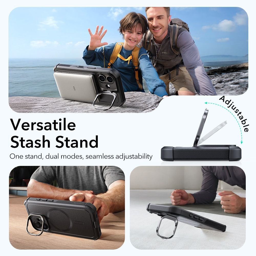 iPhone 17 dėklas ESR Cyber Kickstand, MagSafe – juodas 2