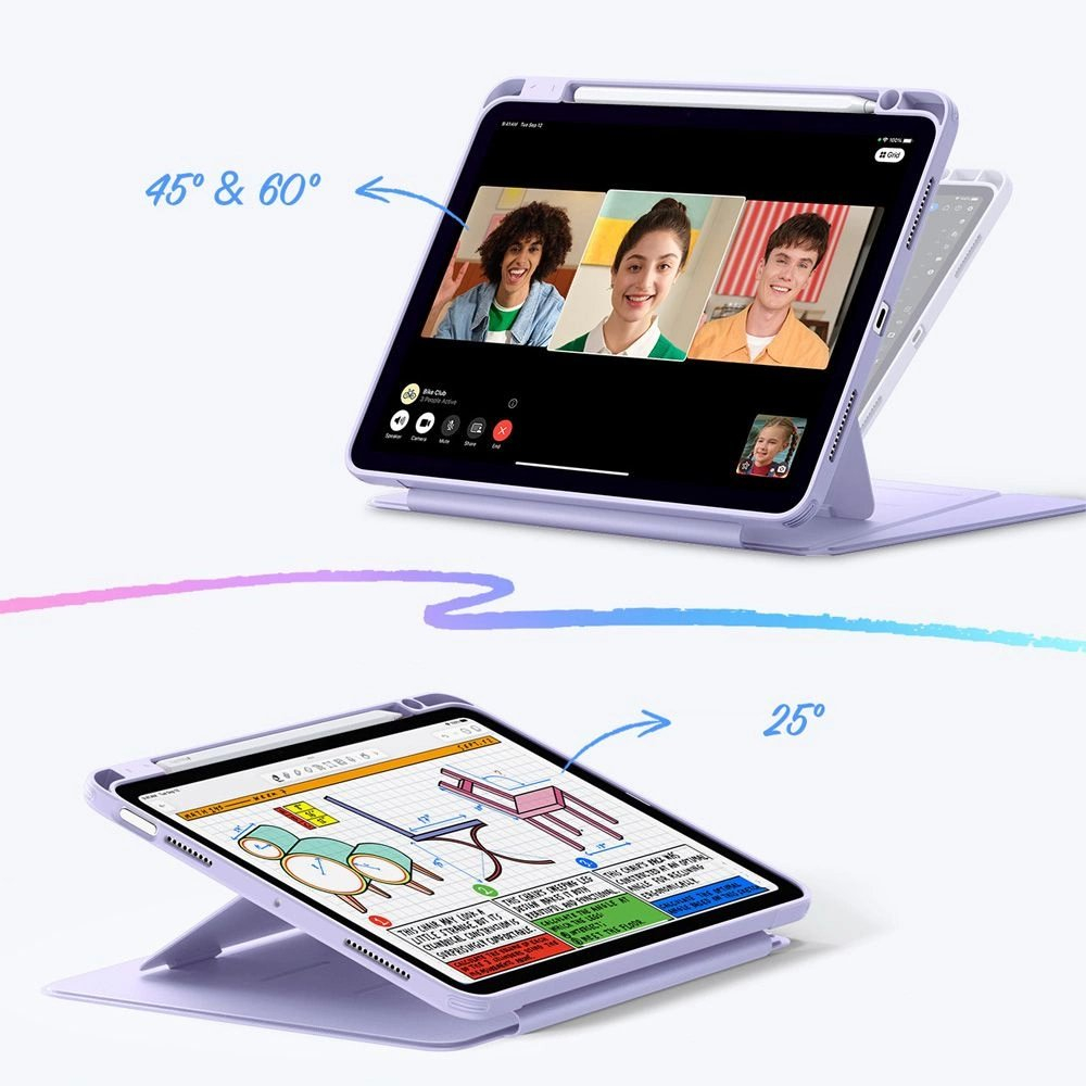 iPad 10.9" (2020–2022 4/5 gen.) / 11" (2024–2025 6/7 gen.) – ESR Flip Hybrid dėklas - Violetinis 2