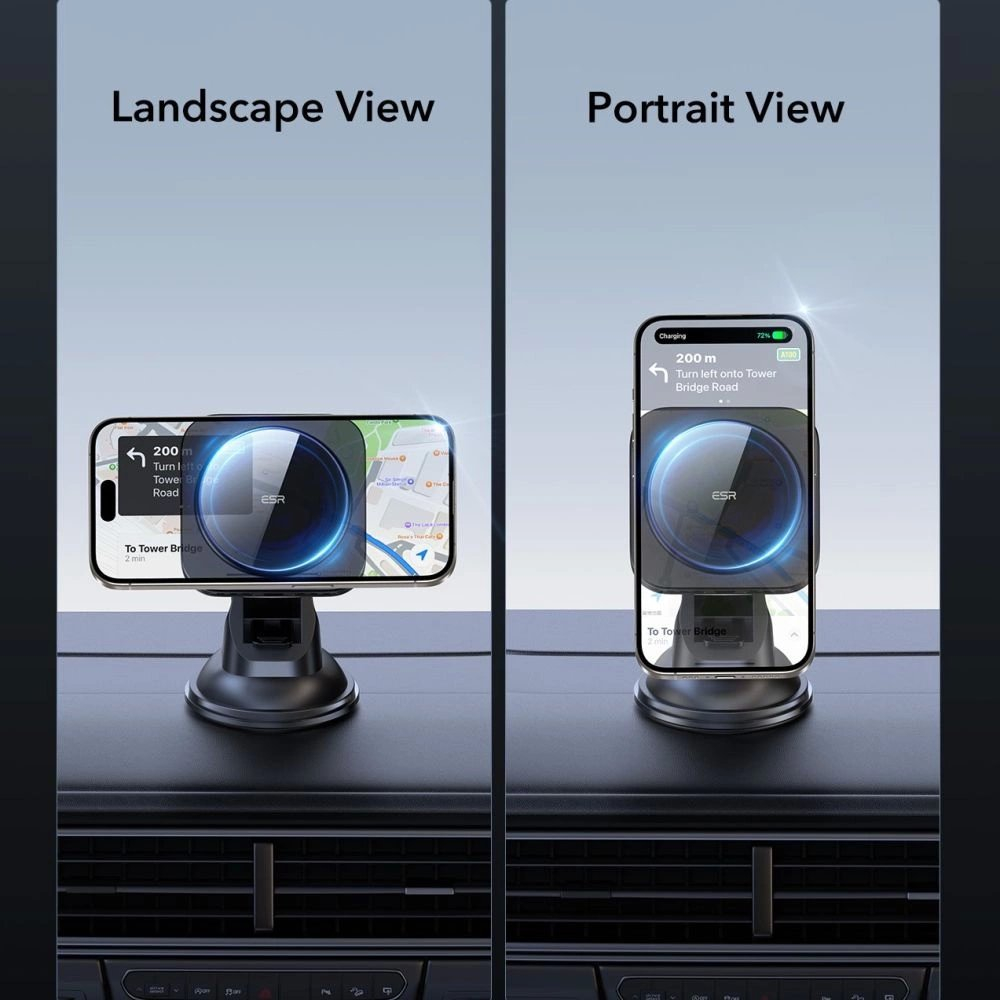 ESR Halolock Magnetic MagSafe QI2 15W automobilinis laikiklis – juodas 6